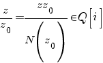 z/z_0={zz_0}/{N(z_0)} in Q delim{[}{i}{]}