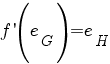 f prime (e_G)=e_H