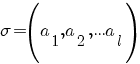 sigma=(a_1,a_2,...a_l)